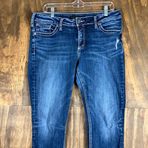 Silver Womens Jeans Blue Denim Mid Rise Suki Skinny Stretch 33x29 - Picture 2 of 12